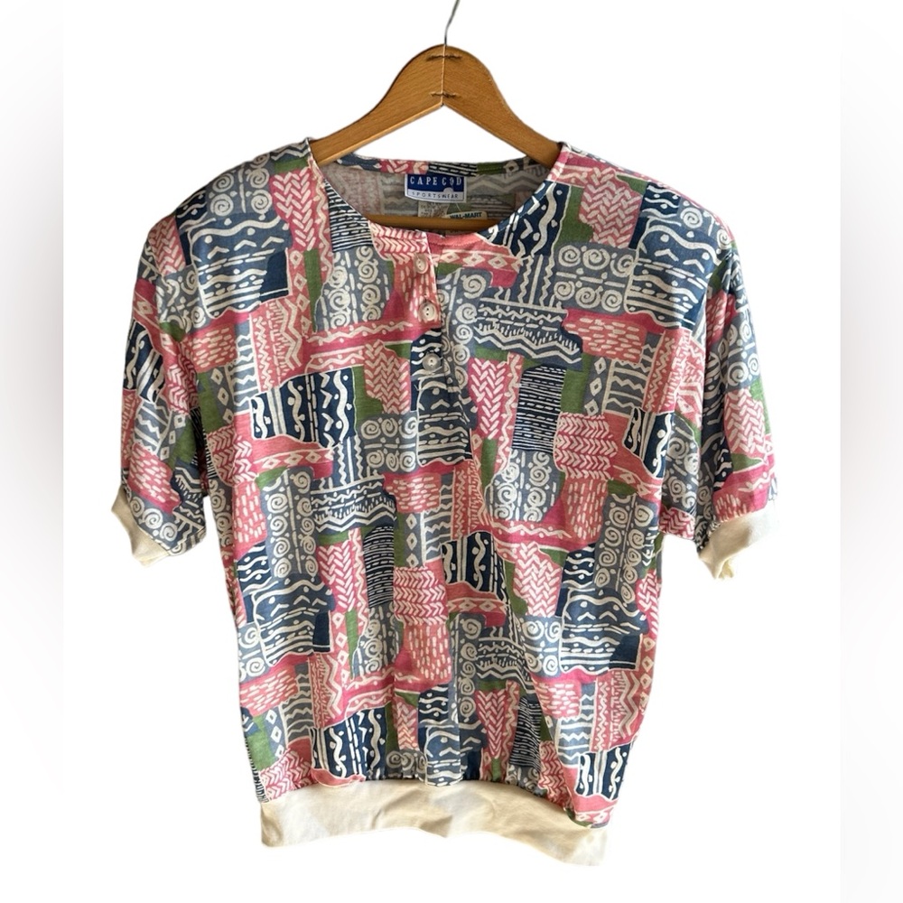 Vintage, NWT, Cape Cod Sportswear, 90s pattern T-shirt, size small